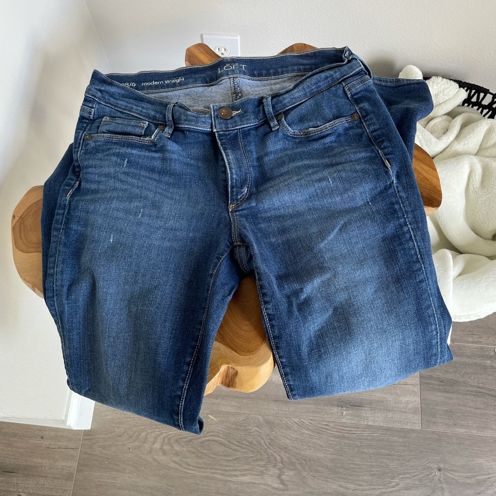 The loft modern straight medium wash jean